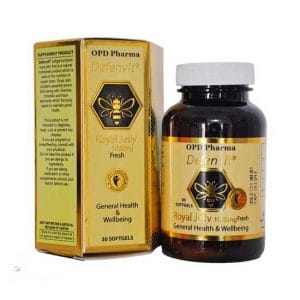سافت ژل رویال ژلی ۱۰۰۰میلی گرم دفن ویت- رویال ژلی مایعی غلیظ، بسیار مغذی و دارای رنگ مایل به سفید تا زرد کم رنگ می باشد.