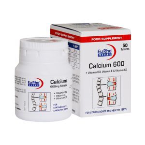 قرص کلسیم 600 میلی گرمی Calcium 600 mg - قرص کلسیم - قرص کلسیم یورو ویتال -حفظ استحکام استخوان‌ها و سلامت دندان‌ها و دارای دوز بالایی از کلسیم