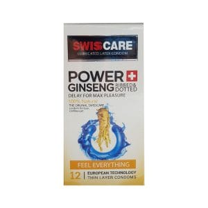 کاندوم سوئیس کر مدل POWER GINSENG بسته 12 عددی -کاندوم سوئیس کر مدل POWER GINSENG-کاندوم سوئیس کر -تاخیری-تنگ کننده-خاردار- شیاردار-بزرگ کنند