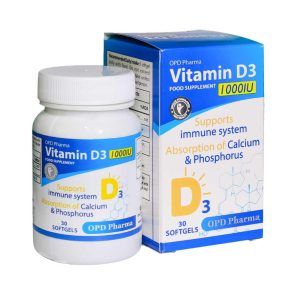 سافت ژل ویتامین D3 1000 واحد او پی دی فارما‎‎ 30تایی