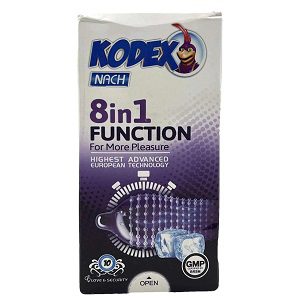 کاندوم تاخیری خنک کننده کدکس 10 عددی - قیمت کاندوم تاخیری خنک کننده کدکس 10 عددی - Kodex 8 In 1 Function Condoms - داروخانه ی دیجی فارما