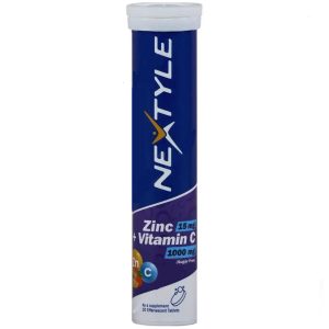 قرص جوشان زینک و ویتامین ث نکستایل با طعم پرتقال 20 عددی - Zinc Plus Vitamin C - دارای خاصیت آنتی‌اکسیدانی - کمک‌کننده به سلامت پوست، مو و ناخن