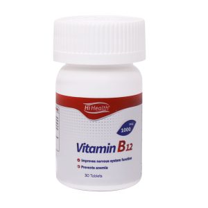 قرص ویتامین B12 1000 های هلث 30 عدد - Vitamin B12 - جلوگیری از مشکلات معده و روده - حفظ سلامت سلول‌های عصبی -جبران کمبود ویتامین B۱۲-متابولیسم سلول‌های خونی