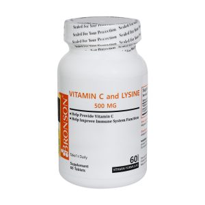 قرص ویتامین C و لیزین ۵۰۰ میلی گرم برونسون ۶۰ عدد - Bronson Vitamin C and Lysin - قیمت قرص ویتامین C و لیزین - تقویت سیستم ایمنی بدن -آنتی اکسیدان