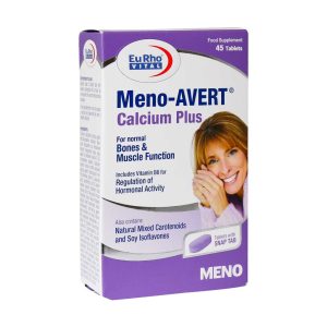 قرص منو اورت کلسیم پلاس یوروویتال 45 عدد - Meno Avert Calcium Plus -تنظیم هورمون‌های بدن در دوران یائسگی -حاوی مواد معدنی و ویتامین-کمک به سلامت استخوان‌ها