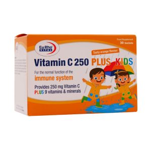 ساشه ویتامین C پلاس کیدز یوروویتال ۳۰ عدد -  Eurhovital Vitamin C -ویتامین C، ساشه، کودکان، سیستم ایمنی، یوروویتال،سلامت کودک، رشد کودک،کم‌خونی،آنتی‌اکسیدان