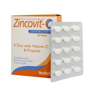 قرص جویدنی زینکوویت ث هلث اید 60 عددی - قیمت قرص جویدنی زینکوویت ث هلث اید 60 عددی - Health Aid Zincovit-C - قرص زینک و ویتامین ث - قرص زینکوویت ث