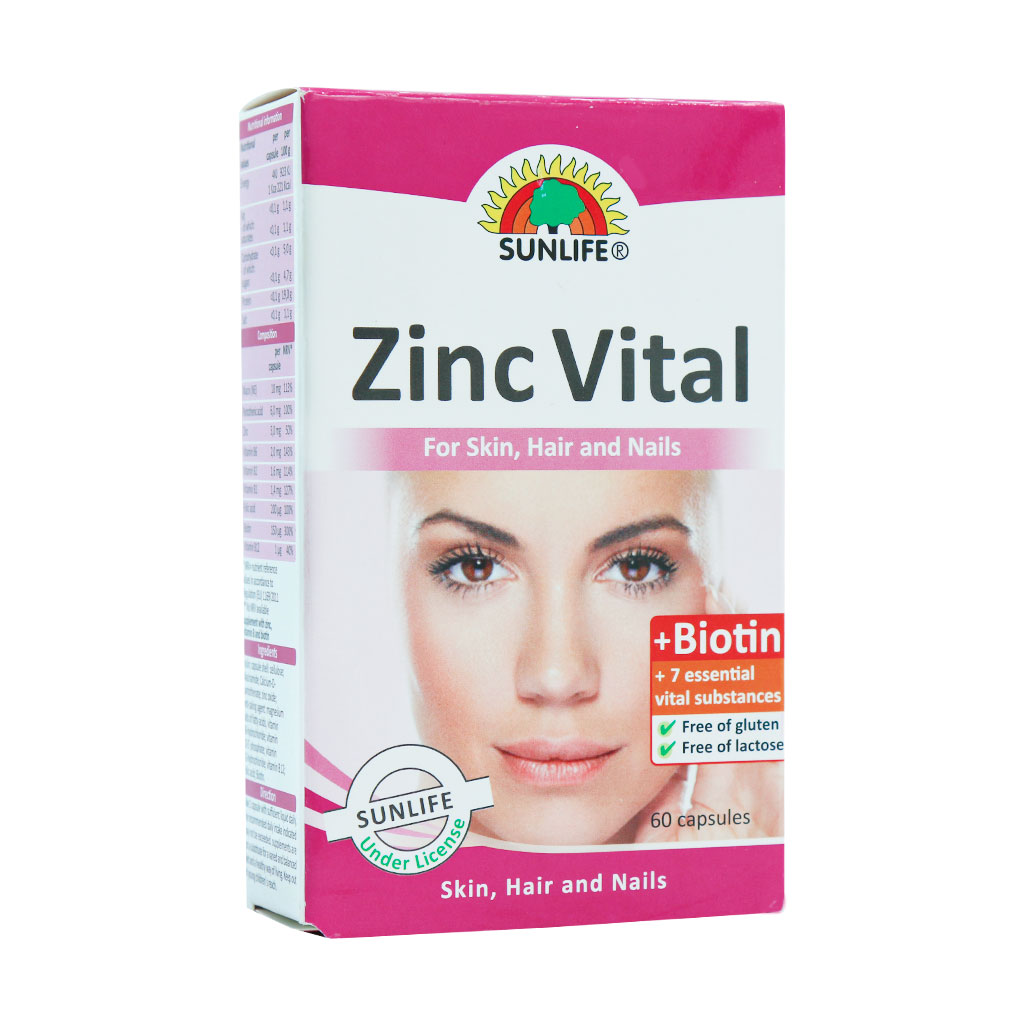 کپسول زینک ویتال سان لایف 60 عدد - قیمت کپسول زینک ویتال سان لایف 60 عدد  - Sunlife Zinc Vital 60 Capsules - قرص زینک - کپسول زینک - قرص Zinc