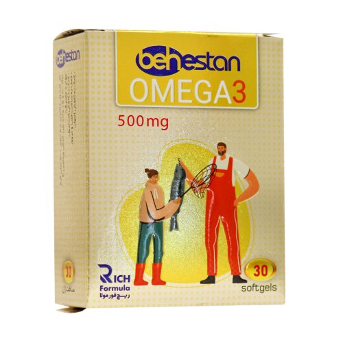 سافت ژل امگا 3 500 میلی گرم بهستان بهداشت 30 عدد -  Behestan Omega3 500 Mg 30 Softgels - امگا3 - قرص امگا3 - Omega3 - سافت ژل امگا3