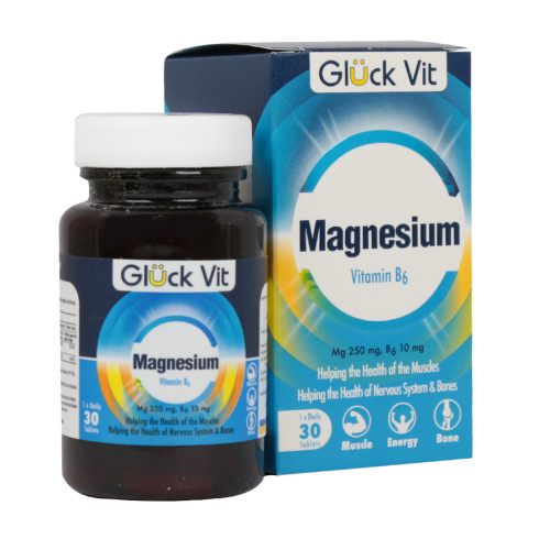 قرص منیزیم و B6 گلوک ویت 30 عدد - Gluck Vit Magnesium And Vitamin B6 30 Tablets - قرص منیزیم - قرص ویتامین B6 - ویتامین ب 6 - قرص منیزیم و ب6